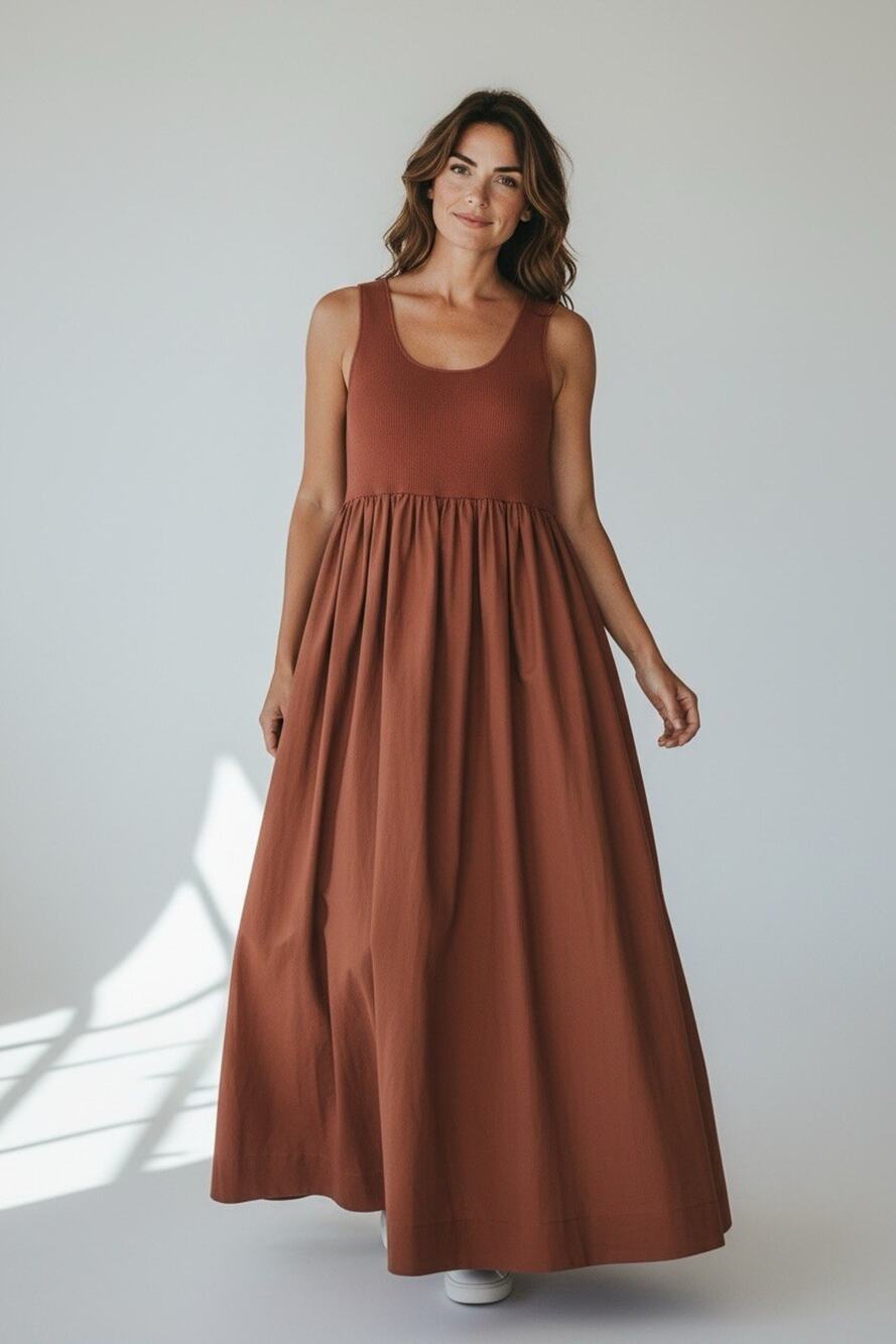 Time and Tru Women's Sleeveless Scoop Neck Midi Dress, Size XXL